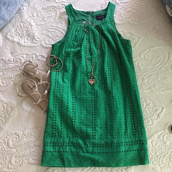 green eyelet dress